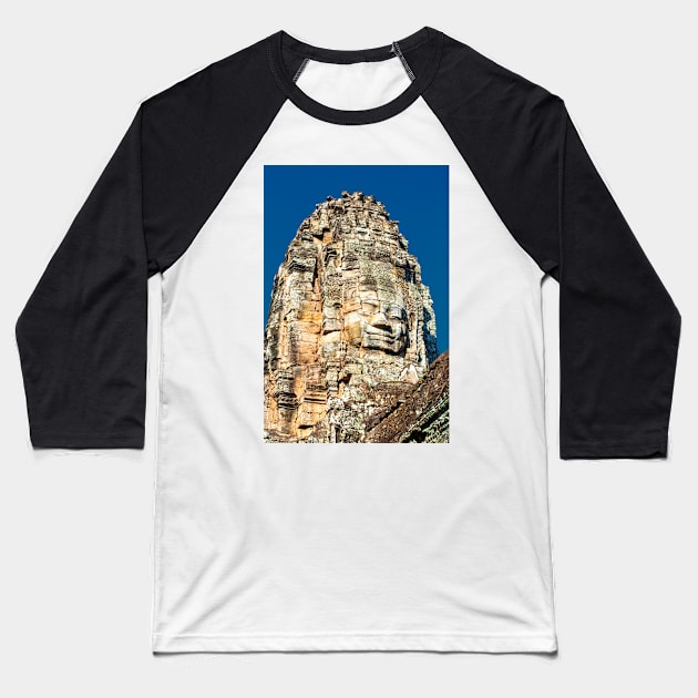 Angelic Face Tower, Angkor Thom Baseball T-Shirt by BrianPShaw